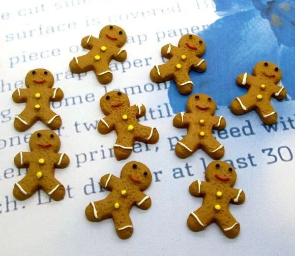 Christmas Gingerbread Flatback Buttons Scrapbooking Cabochon Button Crafts 20pcs