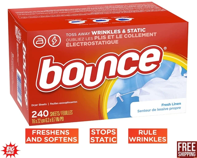 Bounce Dryer Sheets Laundry Fabric Softener, Fresh Linen Scent, 240 Count
