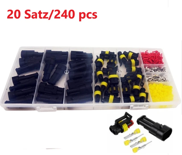 HMParts Superseal 5 Pin Car Plug Connector Kit - 0.75-1.50mm² Waterproof Coupler Set