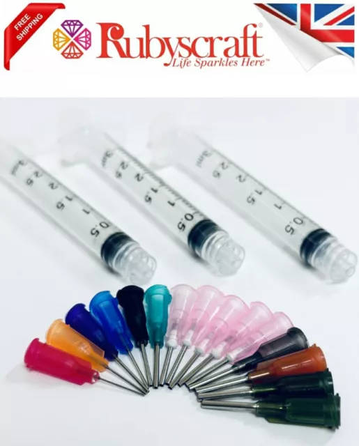 3pcs 3ml Syringes & 15pc Mix Blunt Tip Needles for Thick Glue Ink, Glue, Crafts