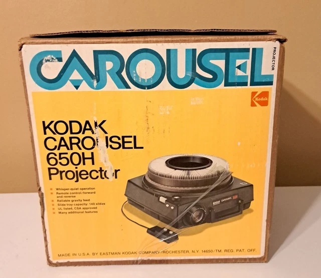 Kodak Carousel 650H Slide Projector 102mm f/2.8 Lens + Remote & 140 Tray BOX