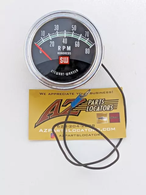 EXCELLENT Vintage Stewart Warner 813929 Greenline Tachometer 8k  2 3/4” 60's