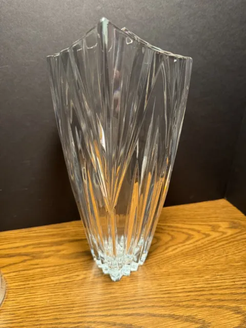 Gorham 14" Lead Crystal Vase square rim Glass Esprit Czech Republic