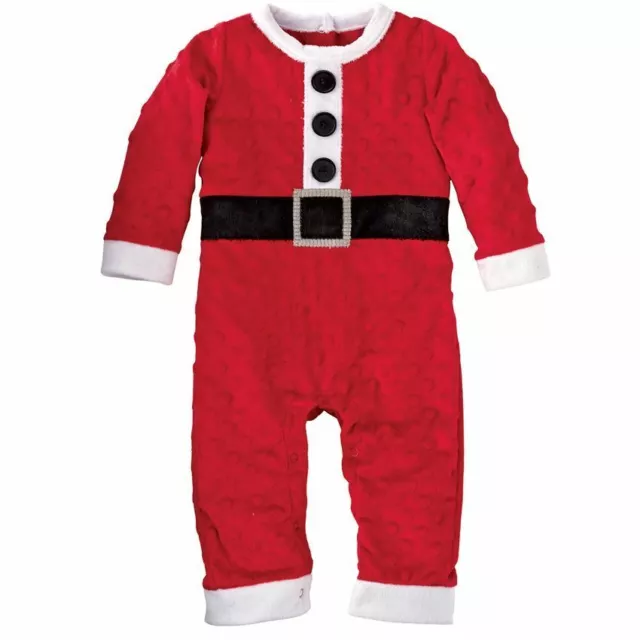 NWT Mud Pie Baby Boys Santa Minky Dot One Piece Romper Outfit Christmas Holiday