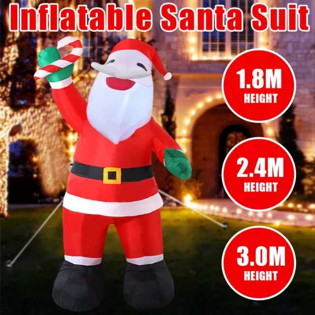 6/8/10FT Inflatable Christmas Santa Airblown LED Lights Outdoor Decoration UK