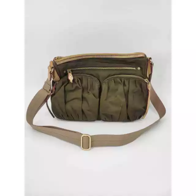 MZ Wallace Nylon Dark Army Green Crossbody Bag Purse Front Pockets