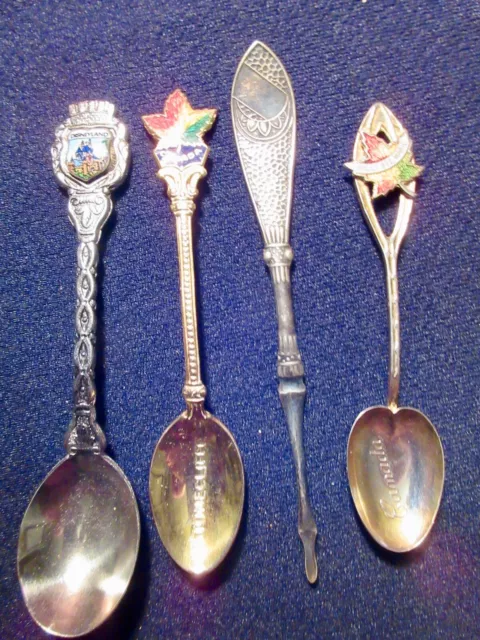THREE Vintage Souvenir Spoons DISNEYLAND STONECLIFF CANADA SAULT ST MARIE 4" 12