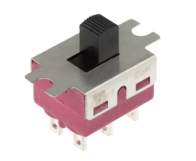 C & K Panel Mount Slide Switch DPDT Latching 6 A @ 120 V ac, 6 A @ 28 V dc Slide