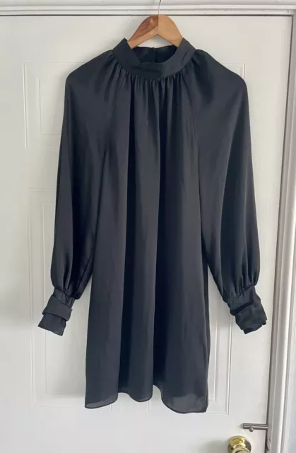 BNWT River Island Black High Neck Satin Feel Dress Size 12 RRP £40 (9)