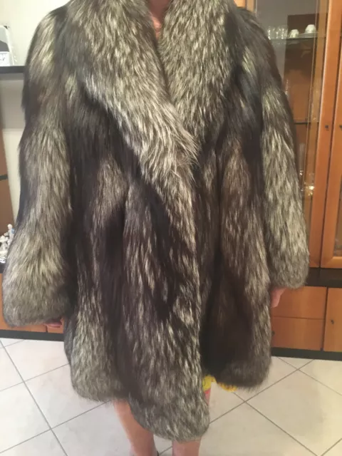 manteau renard argenté