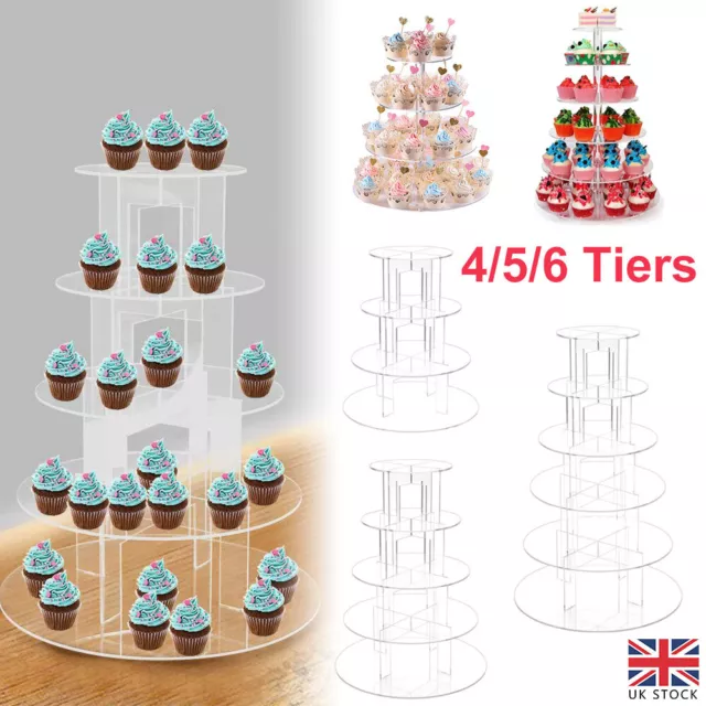 Tier Level Round Cupcake Stand Dessert Tower Clear Acrylic Display Cake Stand