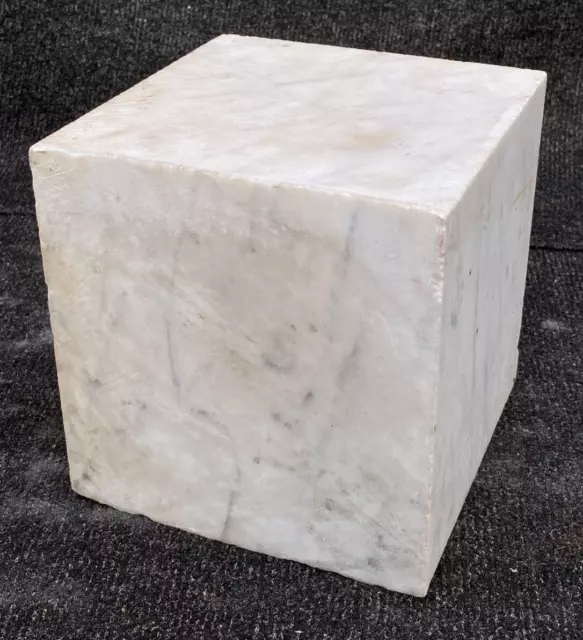 Scultura a blocchi Marmo Cubo Bastone Bianco Carrara arte 18 CM antica