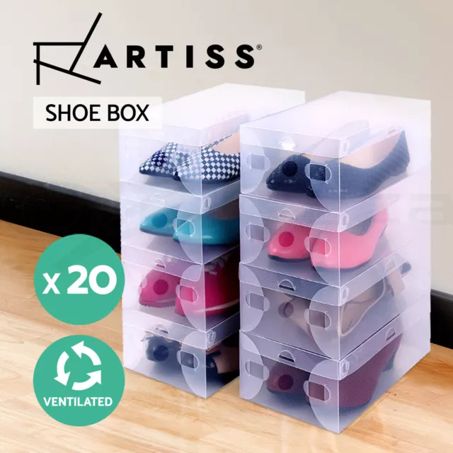 Artiss 20X Shoe Box Storage Clear Case Foldable Stackable Plastic Transparent