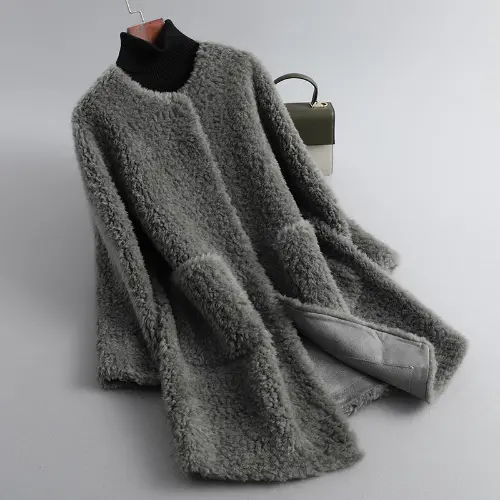WOMEN WINTER SHEARLING Coat Real Sheep Fur Coats Natural Fur Jacket ...