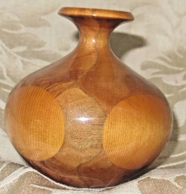 Australian Huon Pine & Leather Wood Turned Miniature Vase Pot Native Timbers