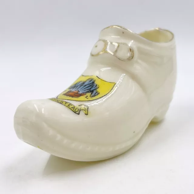 Vintage The Corona China - Crested China Model Of Shoe - East Grinstead Crest