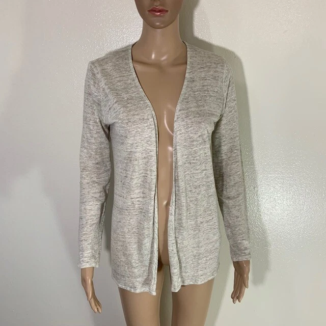 Majestic Filatures Paris Heather Gray Linen Open Cardigan Light Top Size 1 (S)