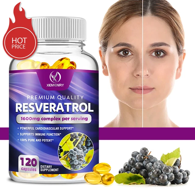 RESVERATROL CAPSULES 1600MG Natural Antioxidant, Anti Aging, Anti