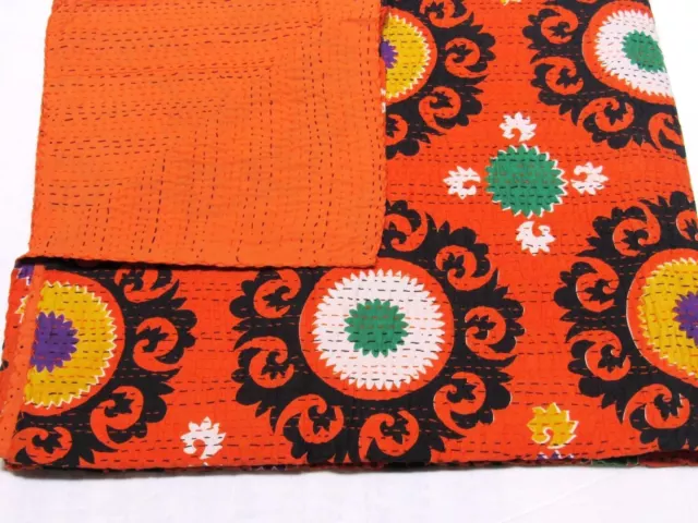 Indien Suzani Set Coton Reine Couverture Jeté de Lit en Bohème Literie Gudri % 4
