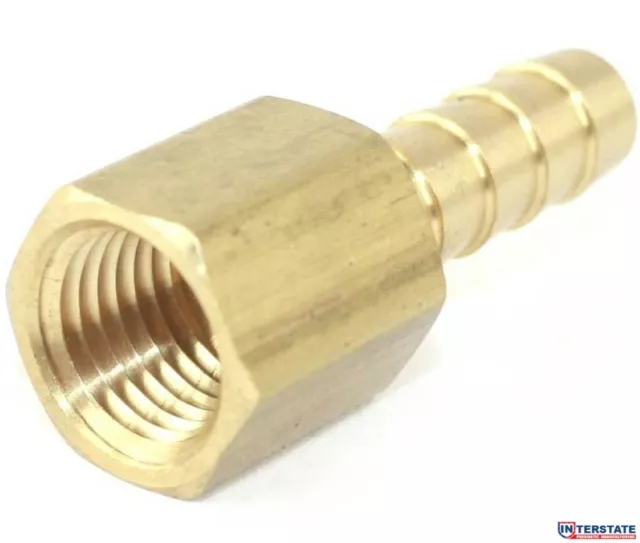 3/8" Barb x 1/4" FEMALE NPT End, Brass Hose Fitting, Connector FF46