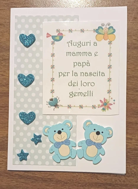 Bsb Biglietto Di Nascita Gemelli Con Cavallo A Dondolo – Cartolina Con Busta, 11,5x17 Cm, Certificato FSC