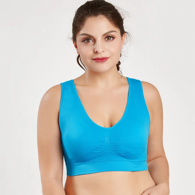 2x Damen Sport BH Fitness Top Bustier Bra ohne Bügel Unterwäsche Gr. S-3XL L5H9 4
