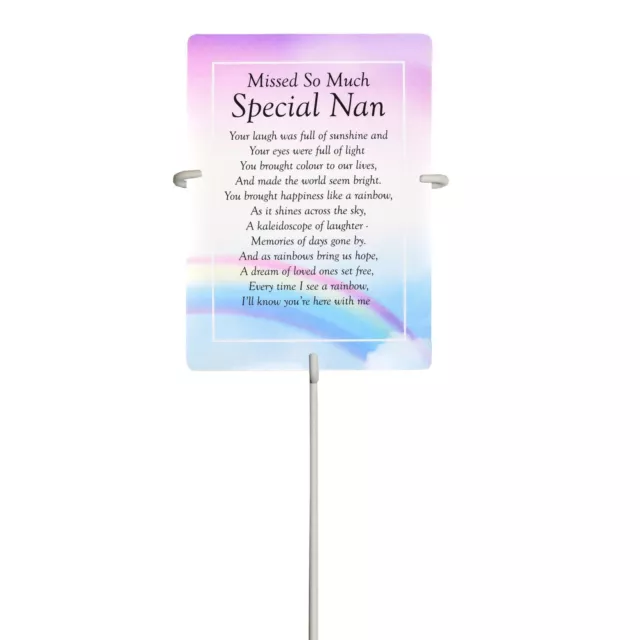 Nan Rainbow Waterproof Graveside Memorial Card and Weatherproof 30cm card Holder