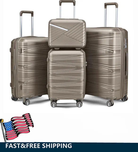 Luggage 4 Piece Sets Hard Shell Expandable Suitcase with Wheel Lightweight Case