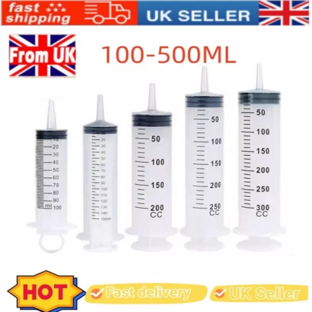 20-500ML Reusable Big Large Plastic Hydroponics Nutrient Measuring Syringe UK