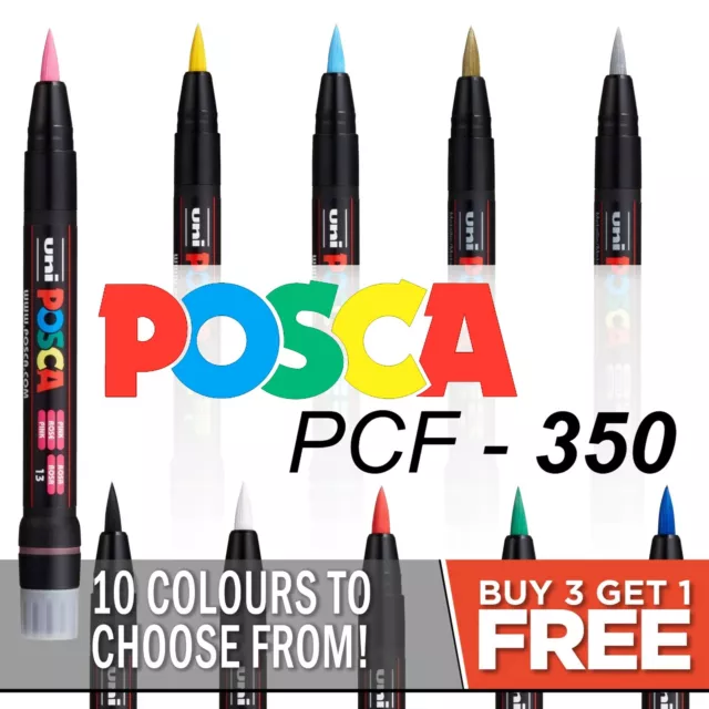 Uni Posca PCF-350 Paint Marker Art Pen - Brush Tipped Marker - Buy 4 Pay for 3