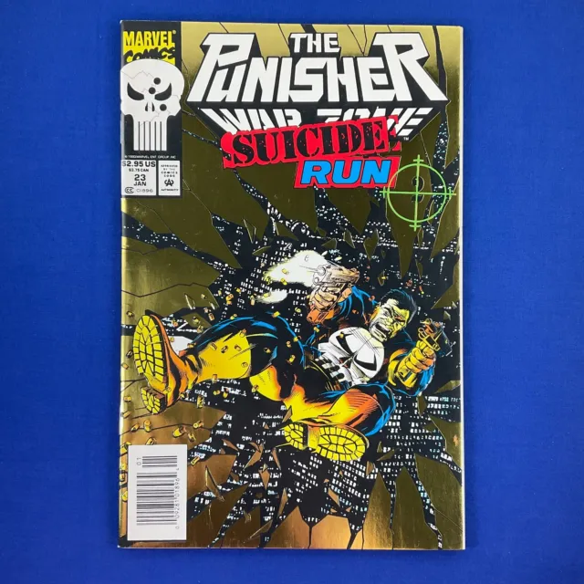 Punisher War Zone #23 NEWSSTAND UPC Marvel Comics 1994 Embossed Foil Cover