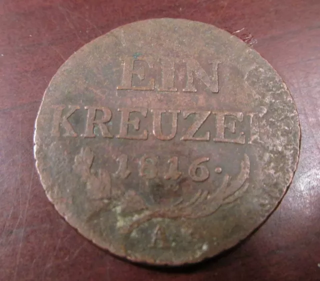 Austrian Empire Franz 1 Foreign Coin: Ein Kreuzer 1816 (l28)