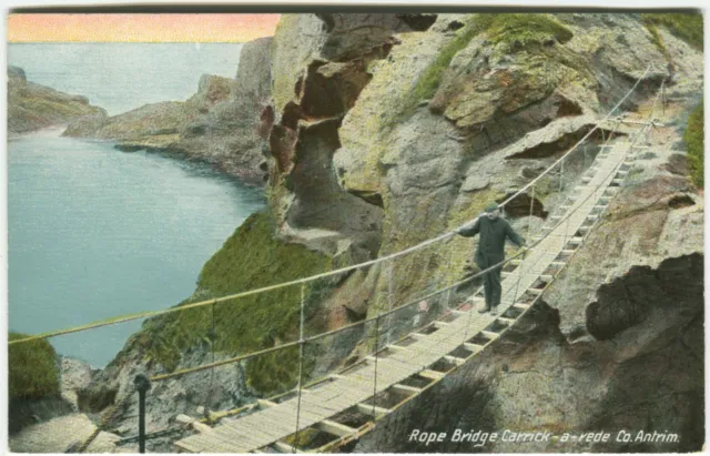ROPE BRIDGE, CARRICK A REDE - Co Antrim Postcard Lawrence