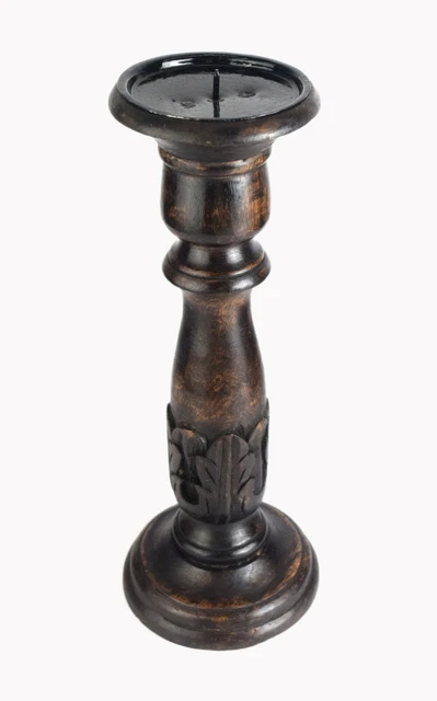 ANTIQUE EN BOIS Paga Bougeoir Socle Original Vieux Main Sculpté 11599