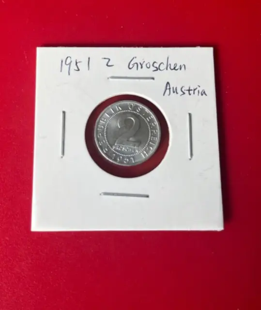 1951 Austria 2 Groschen Coin - Nice World Coin !!!