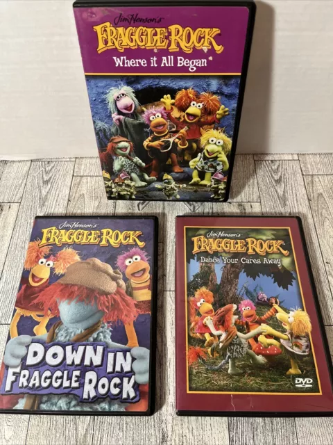 LOT OF 3 Fraggle Rock DVDs Jim Henson Dance Your Cares Away Where It ...
