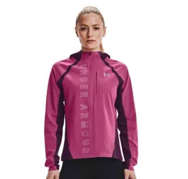 Women's Under Armour Coldgear Hooded Jacket Dark Pink & Purple Size Large Fitted