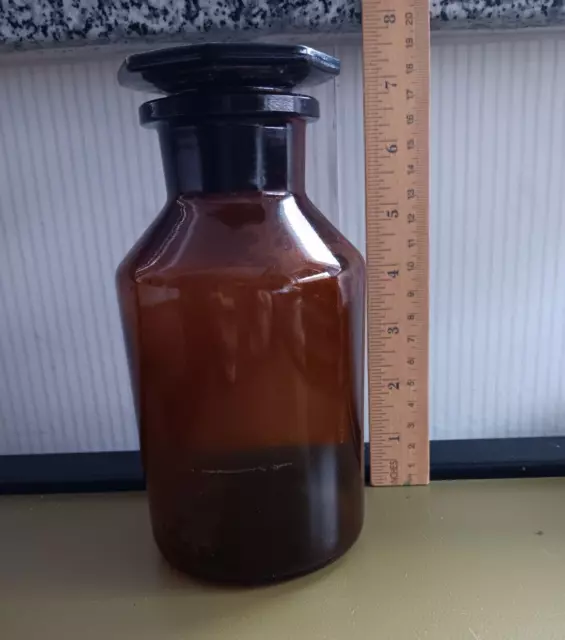 Alte Apotheken-Flasche 500 ml Weithals Glas-Schliffstopfen , innen beschlagen