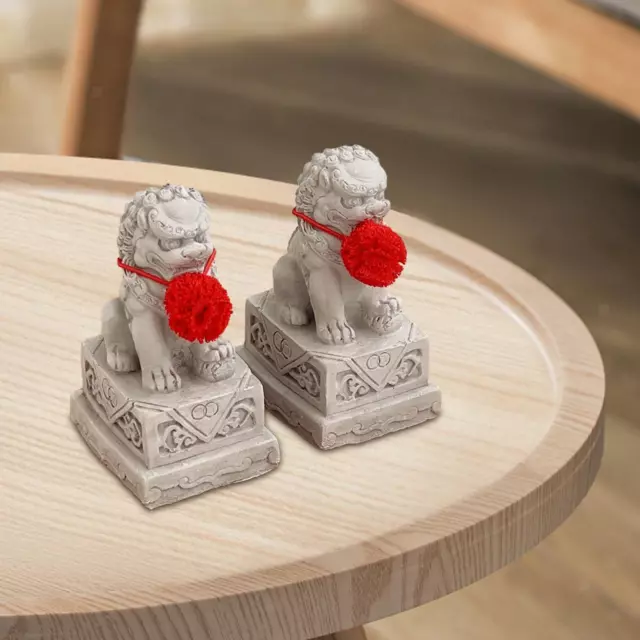 Statuette in miniatura di statue di pietra di cani Fu da 2 pezzi per camera