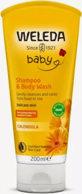 Weleda Calendula Baby Hair and Body Shampoo, 200 ml