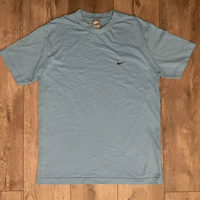 Vintage Y2K Nike T Shirt Mens Large Sky Blue Short Sleeve Embroidered Logo