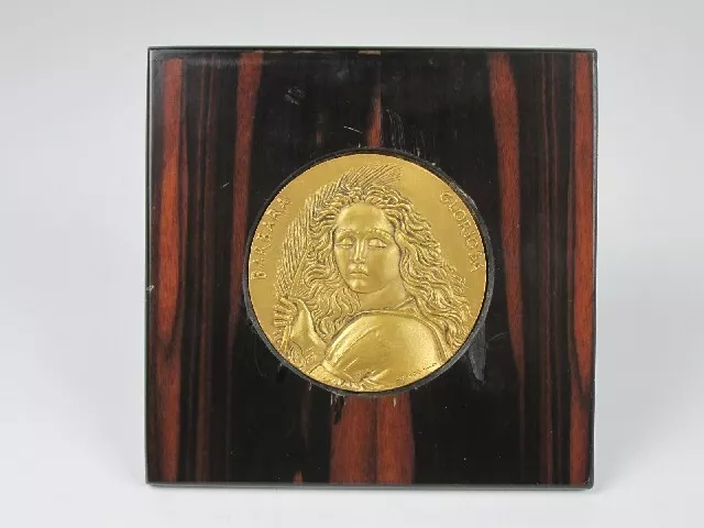 Escultura Medalla Bronce Dorado Francesco Messina Barbara Gloriosa Vintage '900