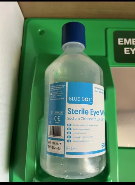 PHYSICIANS CARE Stazione Lavaggio Occhi Sterile Emergenza 2x Bottiglie 500ml. Punto blu 2