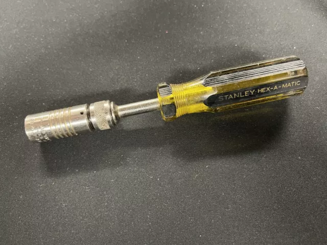 Vintage STANLEY 66-525 HEX-A-MATIC Nut Driver. Made In USA.