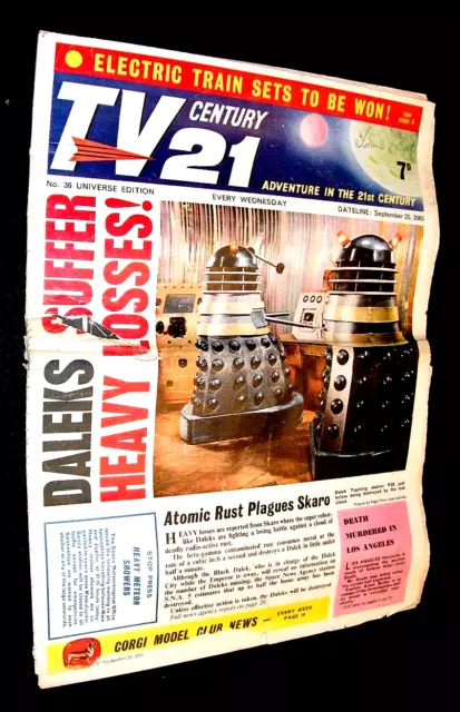 TV CENTURY 21 #36 (September 1965) Daleks cover Stingray/Fireball Xl5 TV21 Comic