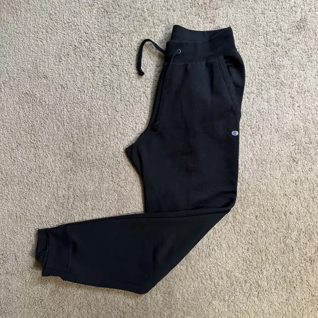 Champion Sweatpants Womens Medium (29x31) Spellout Pockets Fleece Black Joggers