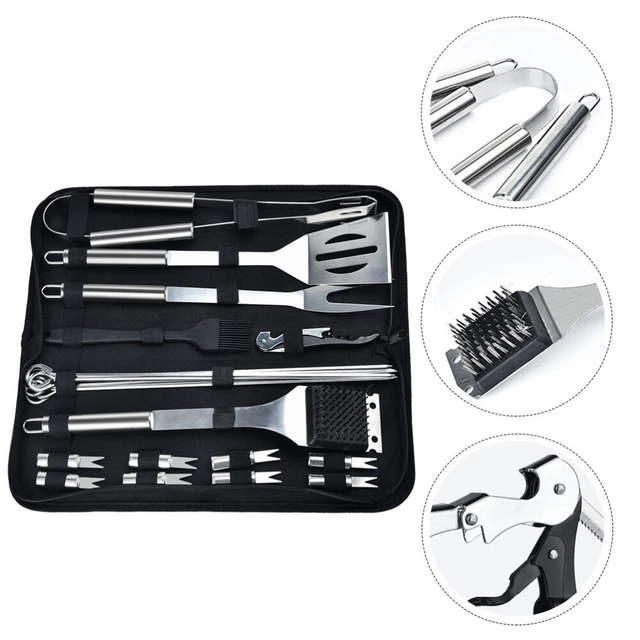 SET VALIGETTA ALLUMINIO 3 PZ ATTREZZI PER BARBECUE - Accessori, Barbecue