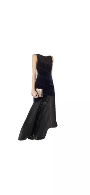 REISS KORA VELVET & SHEER PANELS SLEEVELESS MAXI DRESS UK Size 6