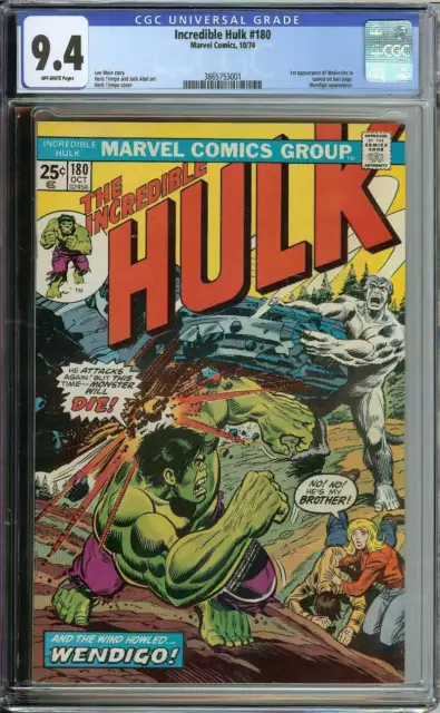 Incredible Hulk #180 Cgc 9.4 Ow Pages // 1St Appearance Of Wolverine In Cameo