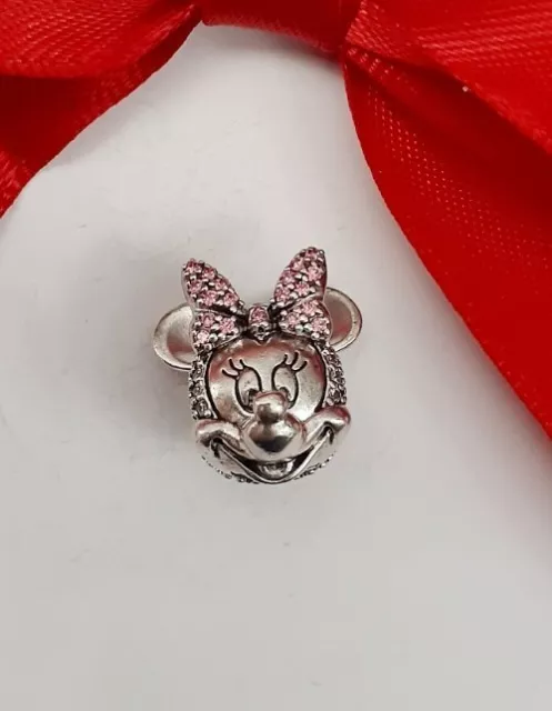 Genuine Pandora Disney Minnie Mouse Pink Pavé Bow Clip Charm -797496CZS